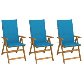 Folding Patio Chairs 3 pcs with Cushions Solid Acacia Wood