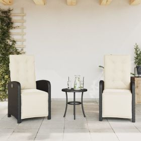 Reclining Patio Chairs 2 pcs with Footrest Black Poly Rattan