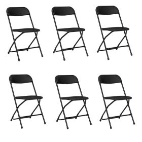 6pcs Injection Molding Classic Garden Plastic Folding Chair Black