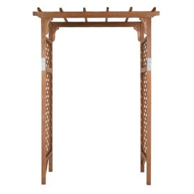 152*60*215cm Beautiful And Practical Flat-Topped Wooden Arch Garden Arch Dark Brown