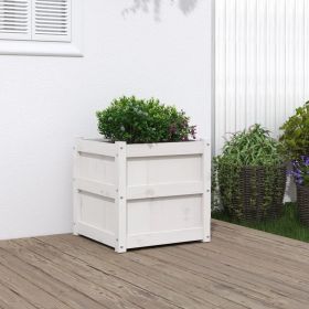 Garden Planter White 19.7"x19.7"x19.7" Solid Wood Pine