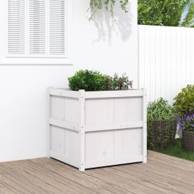 Garden Planter White 27.6"x27.6"x27.6" Solid Wood Pine