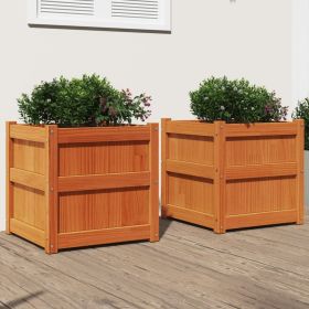 Garden Planters 2 pcs Wax Brown Solid Wood Pine