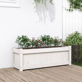 Garden Planter White 35.4"x12.2"x12.2" Solid Wood Pine