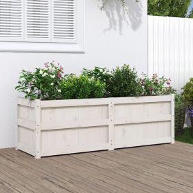 Garden Planter White 59.1"x19.7"x19.7" Solid Wood Pine