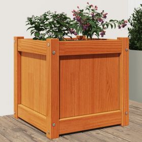 Garden Planter Wax Brown 15.7"x15.7"x15.7" Solid Wood Pine