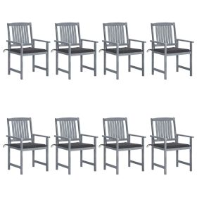 Patio Chairs with Cushions 8 pcs Solid Acacia Wood Gray