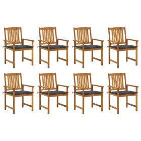 Patio Chairs with Cushions 8 pcs Solid Acacia Wood